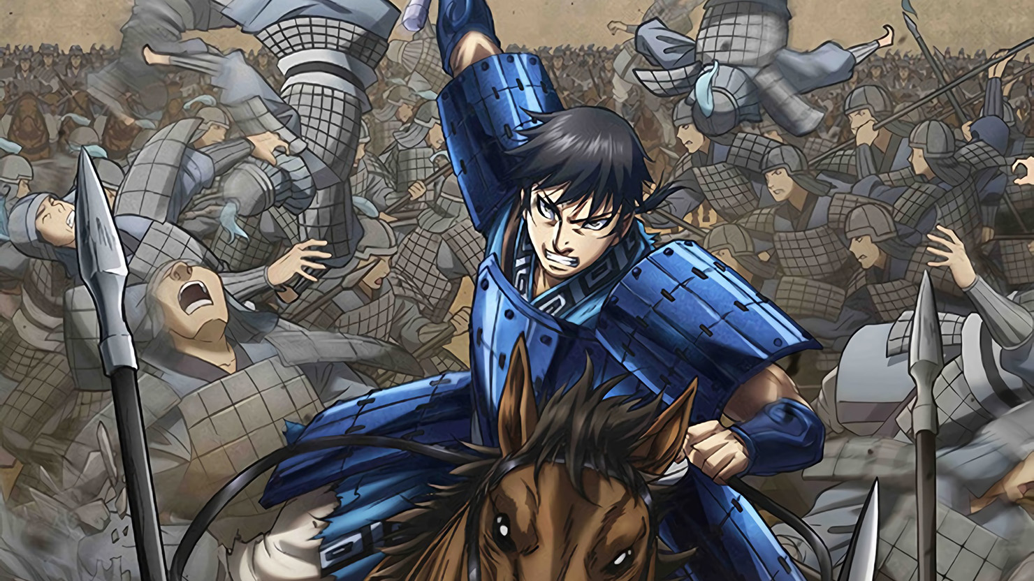 Аниме царство, герой скачет на лошади