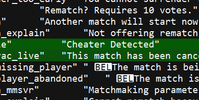 Код содержащий «Rematch», функцию, которая была удалена из системы подбора игроков CSGO еще в 2014 году