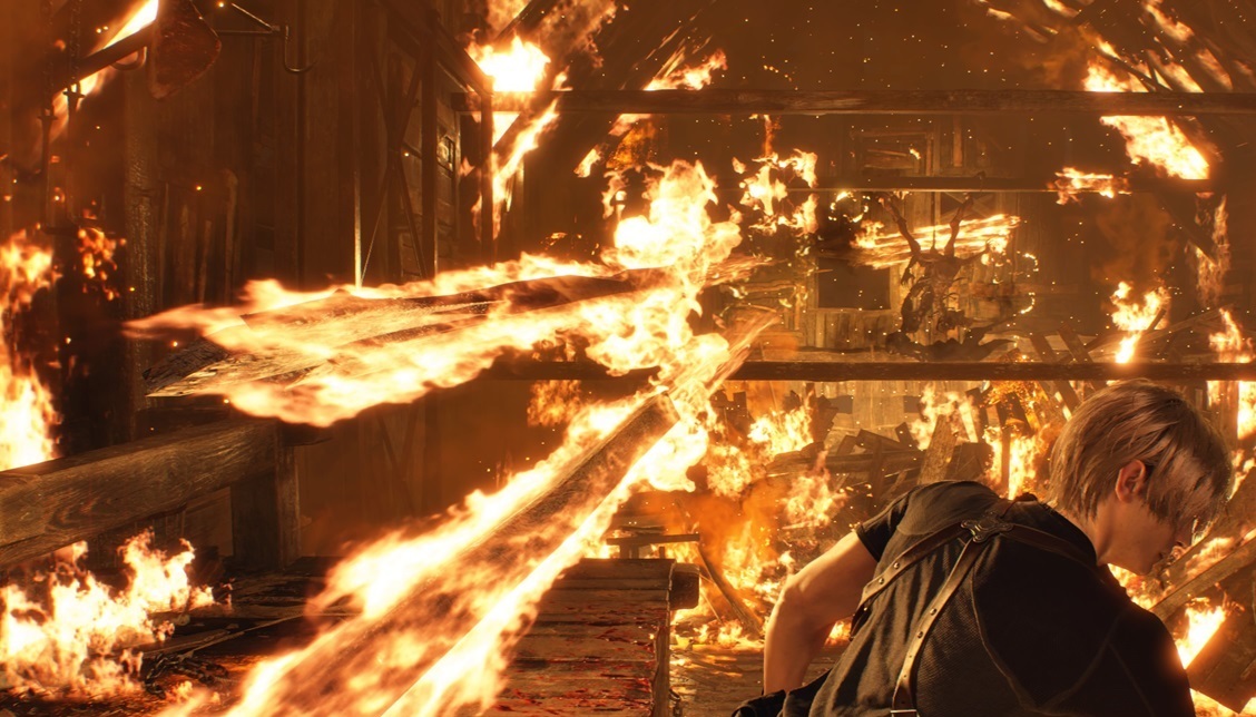 Resident Evil 4 горящий дом