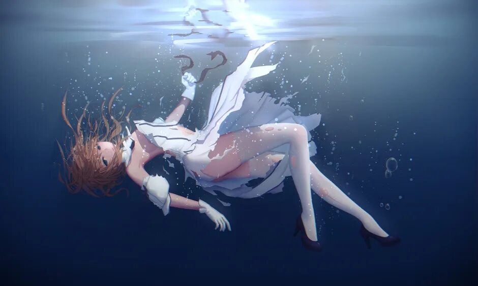 Аниме девочка под водой 16