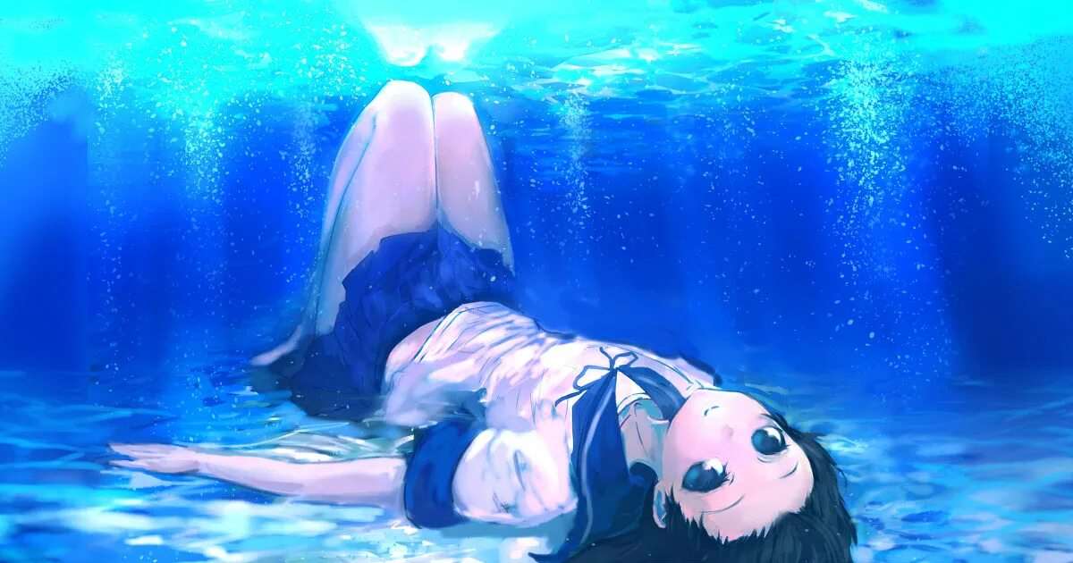 Аниме девочка под водой 2