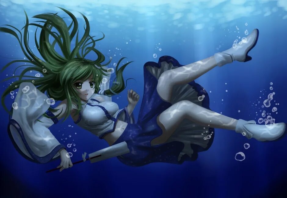 Аниме девочка под водой 7