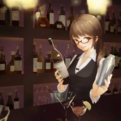 Аниме девушка бармен