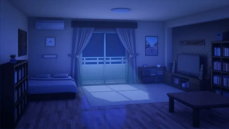 Аниме фон спальня ночью без света 13