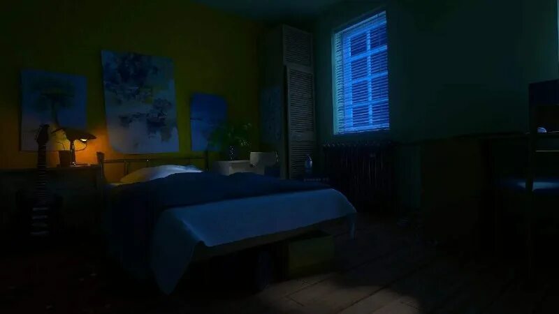 Аниме фон спальня ночью без света 14