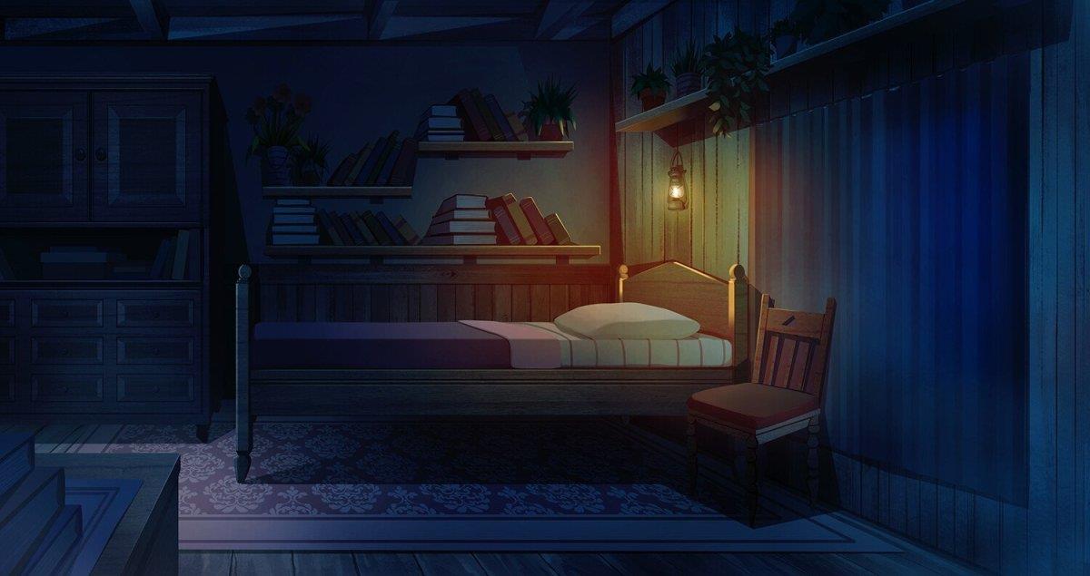 Аниме фон спальня ночью без света 8