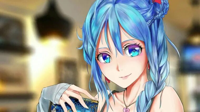Девочка с синими волосами из аниме 6
