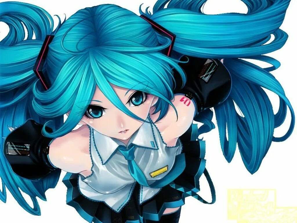 Девочка с синими волосами из аниме 7