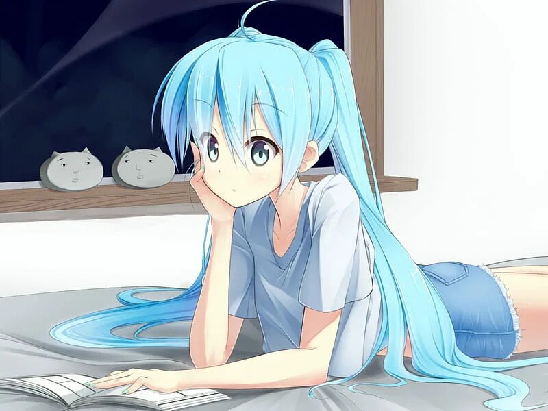 Девочка с синими волосами из аниме 9