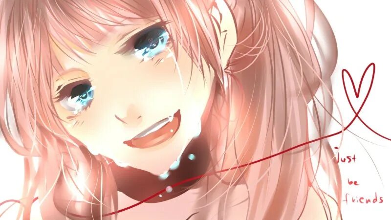 Девушка аниме плачет и улыбается 14