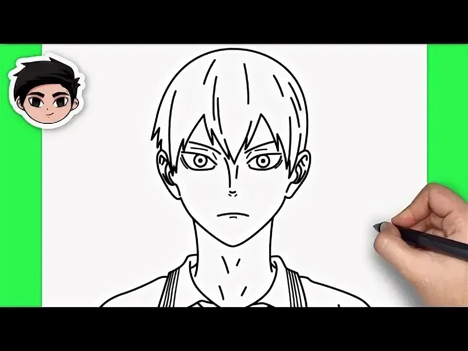 Как нарисовать кагеяму из аниме волейбол поэтапно 3