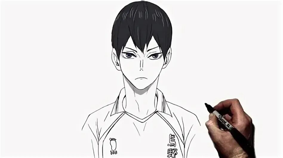 Как нарисовать кагеяму из аниме волейбол поэтапно 4