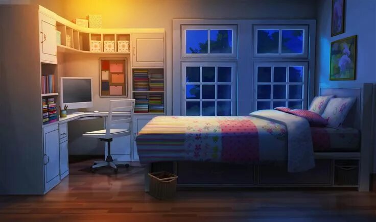 Комната аниме фон без людей спальня 2