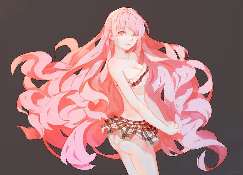 Тян с длинными розовыми волосами 3